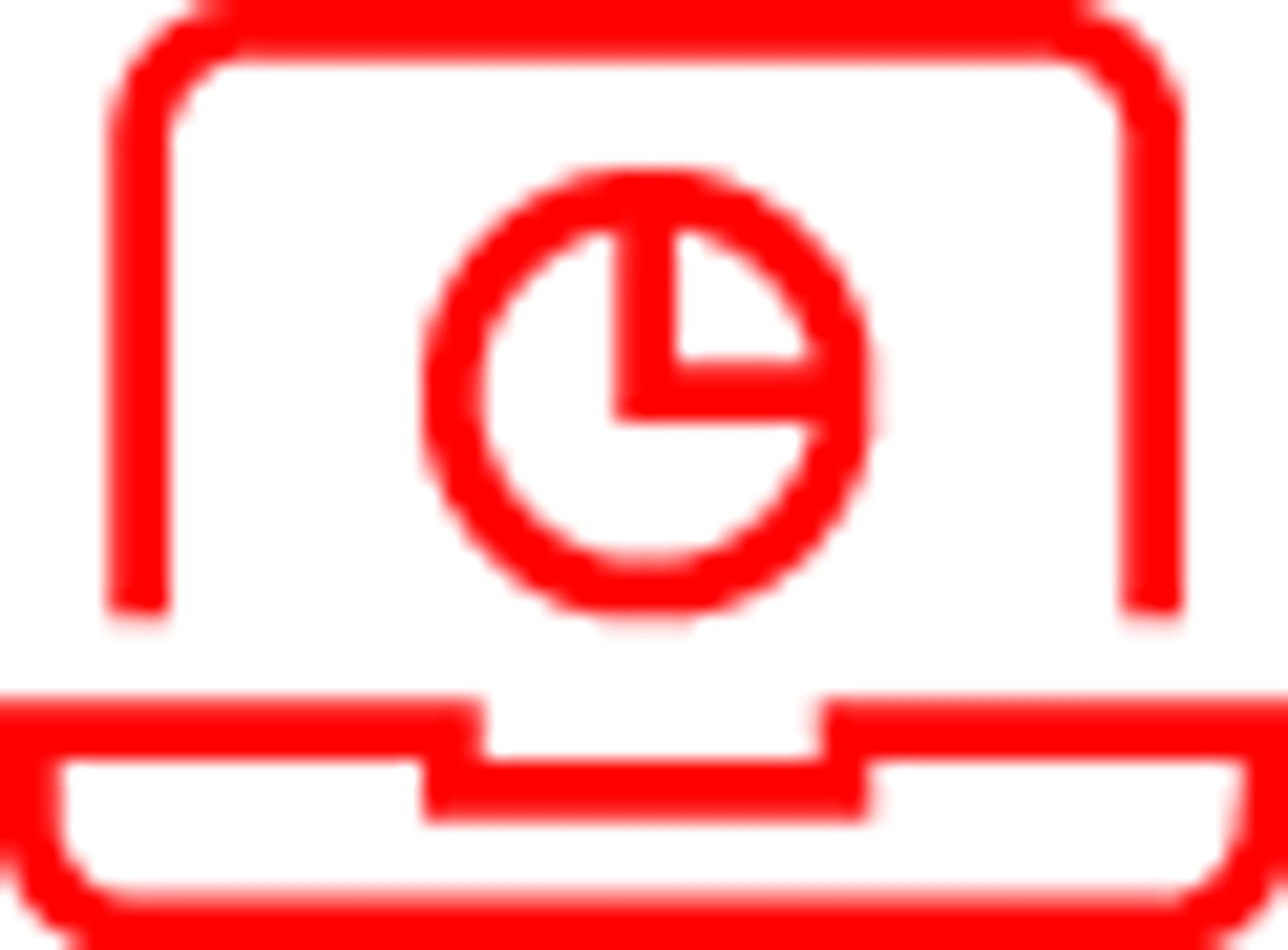 Icon von Laptop mit Uhr auf dem Screen