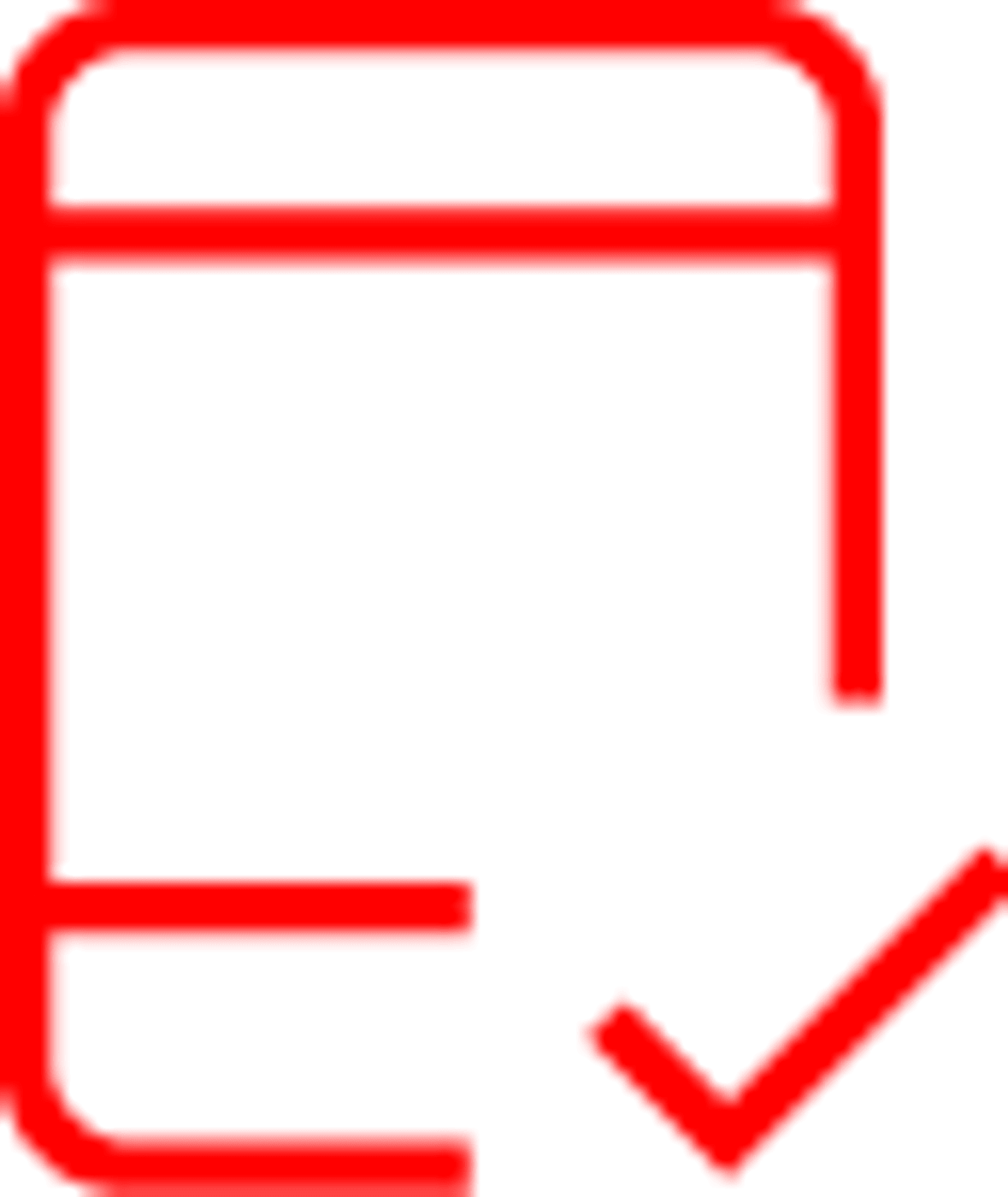 Icon von Handy mit einem haken