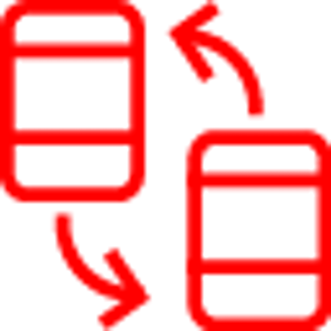 Icon mit zwei Smartphones die mit Pfeilen verbunden sind und einen Kreislauf darstellen