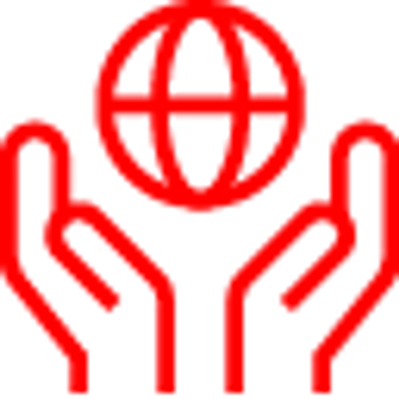 Icon mit zwei Händen die eine Weltkugel halten