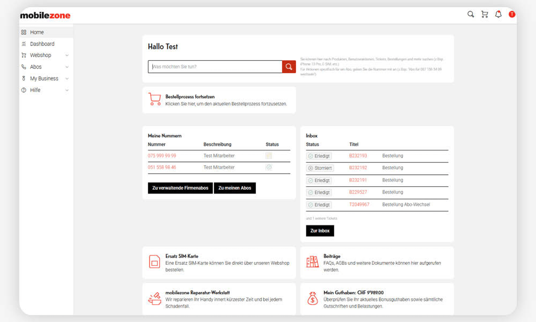 Screenshot von der mobilezone Plattform BOOST