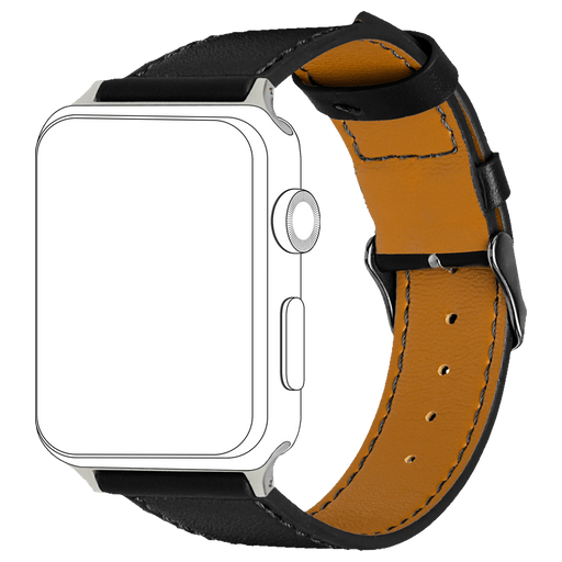 Image of Topp Apple Watch 38/40mm Leder Armband Schwarz