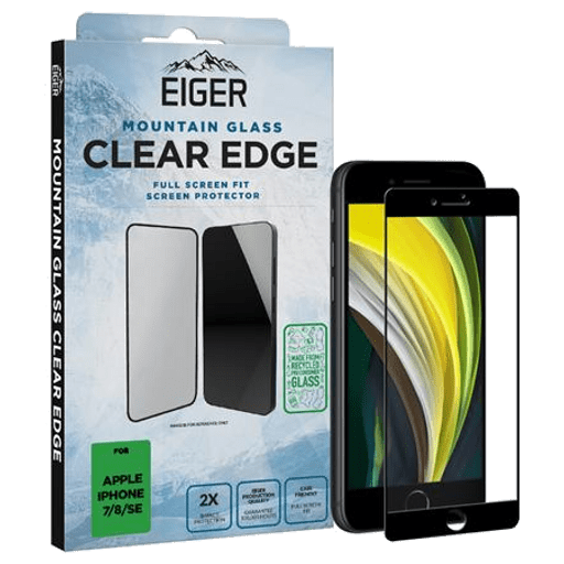 Eiger iPhone 7/8/SE Clear Edge Display-Schutzglas (Full Screen Fit)