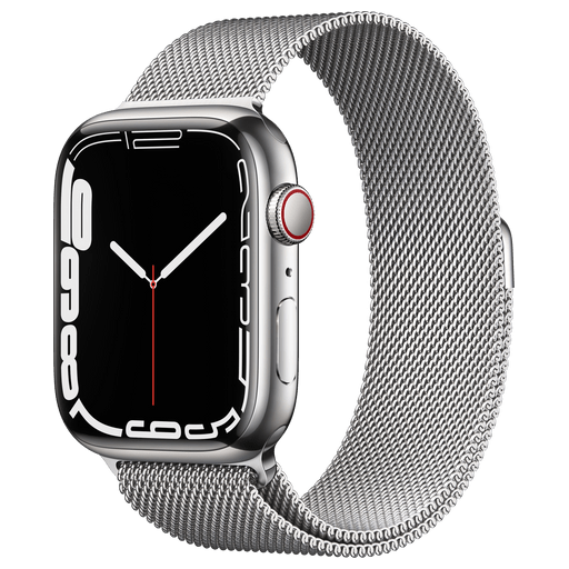 Image of Apple Watch Series 7 GPS LTE 45mm Stainless Steel Milanese 32 GB Silber