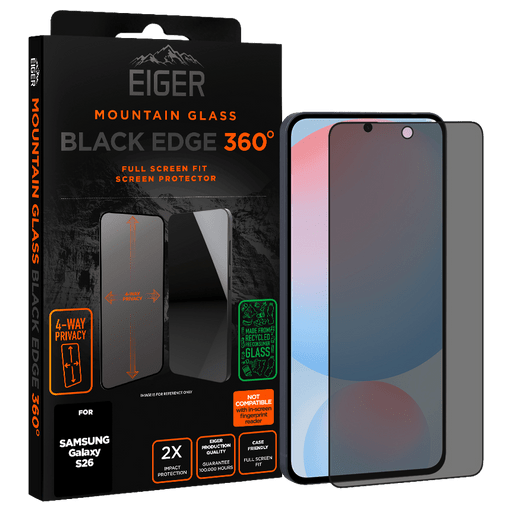 Eiger Galaxy S26 Black Edge 360 Display-Schutzglas Privacy