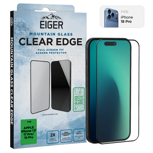 Eiger iPhone 18 Pro/17/17 Pro/16 Pro Clear Edge Display-Schutzglas (Full Screen Fit)
