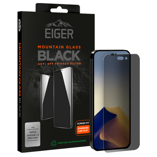 Eiger iPhone 14 Pro Max 2.5D Glass Screen Prot Privacy Black