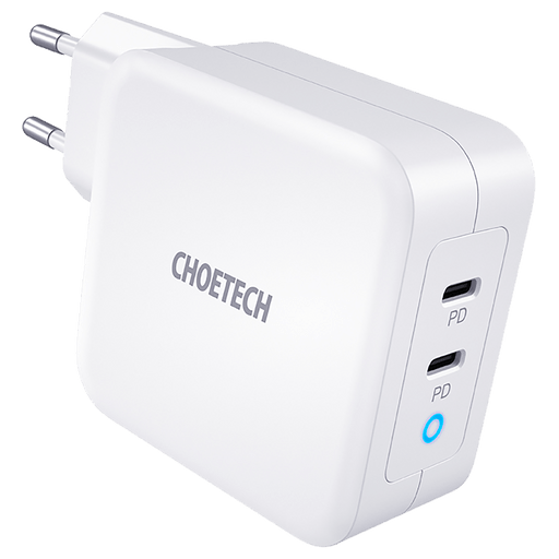 Image of Choetech Handy Duo Ladegerät 240V USB C Power delivery 100W Weiss Weiss