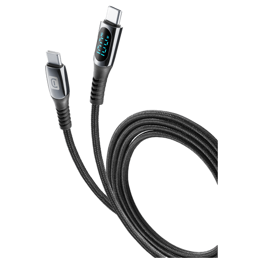 cellularline USB-C to USB-C cable with display Black