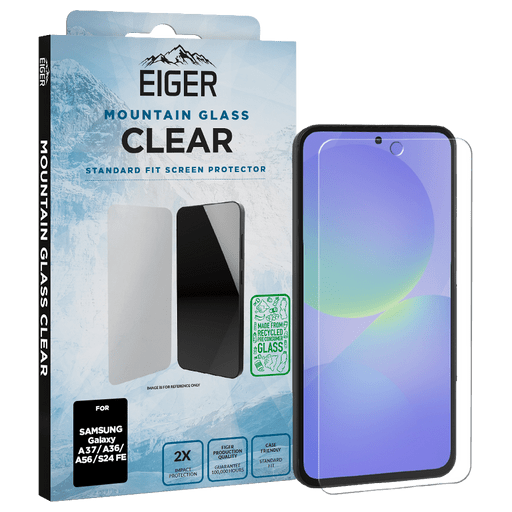 Eiger Galaxy A37/A36/A56/S24 FE Clear Display-Schutzglas (Standard Fit)