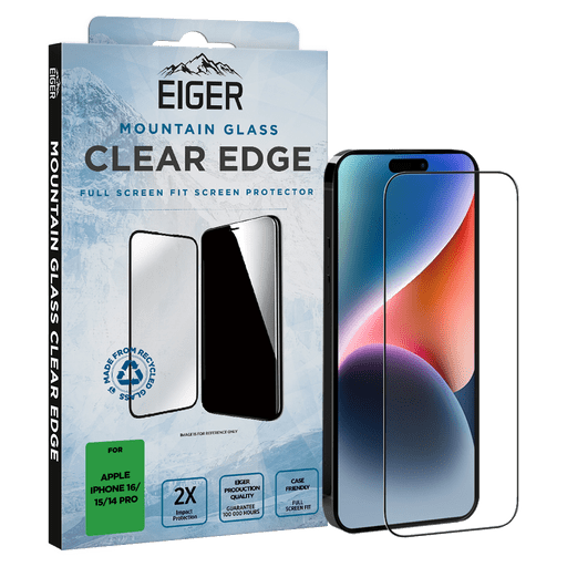 Eiger iPhone 14 Pro/15/16 Clear Edge 3D Glass Screen Protect