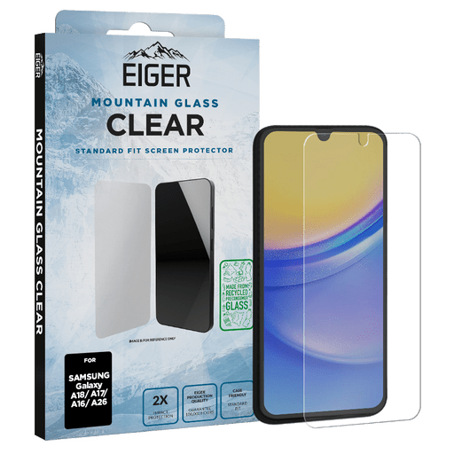 Eiger Galaxy A18/A17/A16/A26 Clear Display-Schutzglas (Standard Fit)