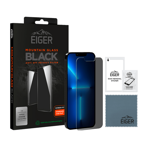 Image of Eiger iPhone 13/13 Pro Display-Schutzfolie 2.5D Glas Privacy Schwarz