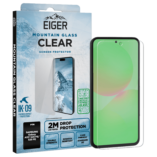 Eiger Galaxy A57/ S25 FE / S26 FE Clear Display-Schutzglas (Standard Fit)