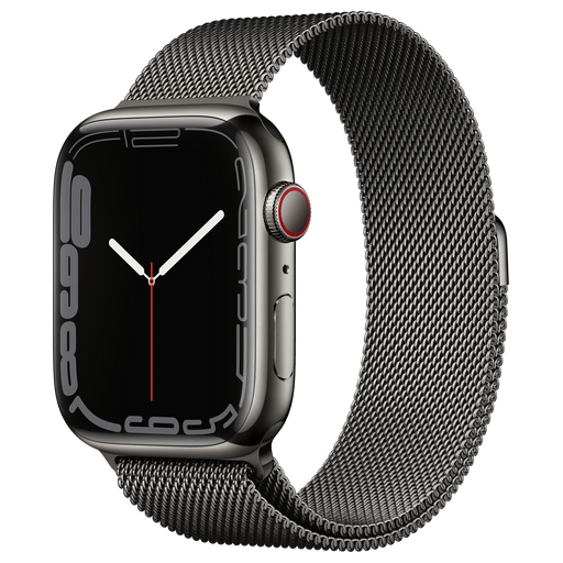 Image of Apple Watch Series 7 GPS LTE 45mm Stainless Steel Milanese none Graphit