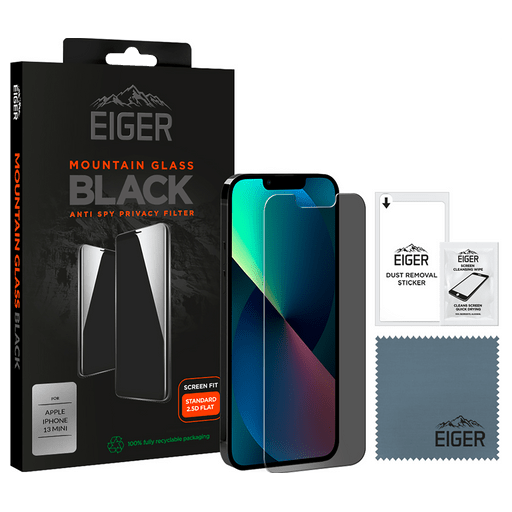 Image of Eiger iPhone 13 mini Display-Schutzfolie 2.5D Glas Privacy Schwarz