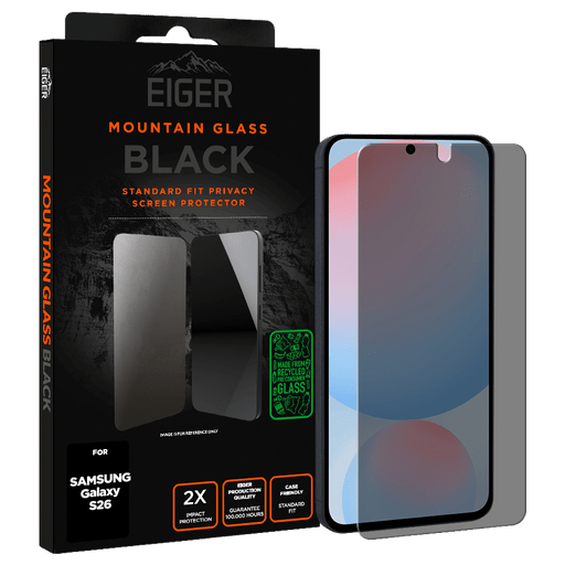Eiger Galaxy S26 Glass Screen Protector Privacy Black