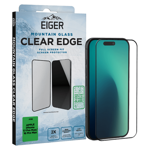 Eiger iPhone 17 Pro Max/16 Pro Max Clear Edge Display-Schutzglas (Full Screen Fit)