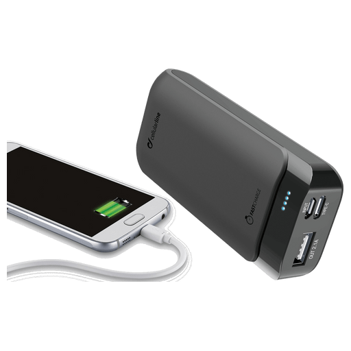 Image of cellularline Powerbank 5200 mAh Fast Charge USB C Schwarz Schwarz