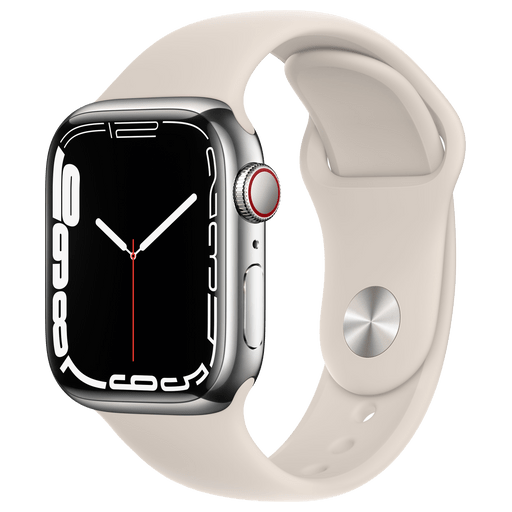 Image of Apple Watch Series 7 GPS LTE 41mm Stainless Steel Sport Band none Silber