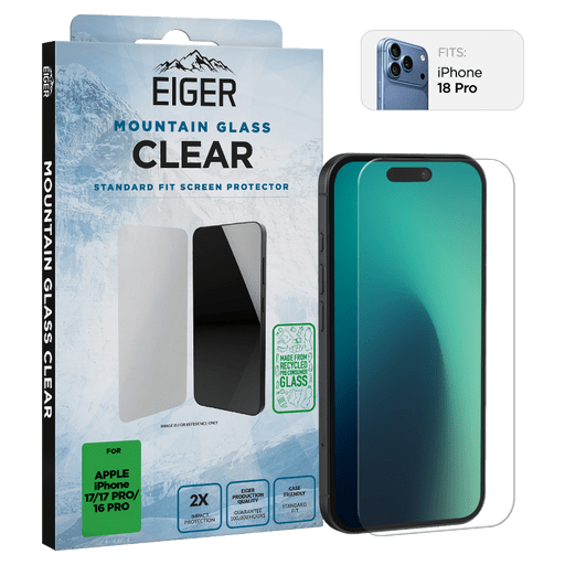 Eiger iPhone 18 Pro/17/17 Pro/16 Pro Clear Display-Schutzglas (Standard Fit)