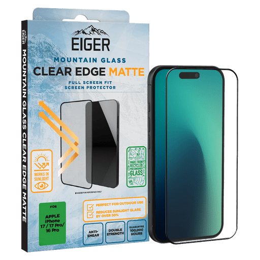 Eiger iPhone 17/17 Pro/16 Pro Clear Edge Display-Schutzglas Matt (Full Screen Fit)