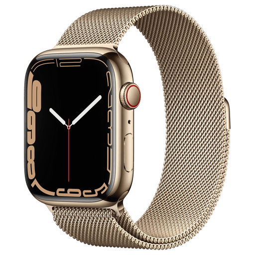 Image of Apple Watch Series 7 GPS LTE 45mm Stainless Steel Milanese none Gold