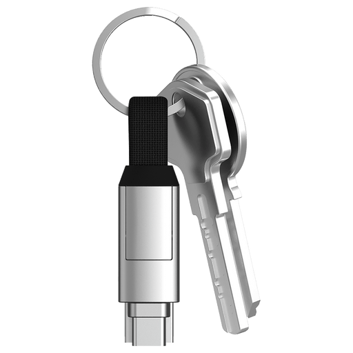 Ladekabel USB-C/micro USB/lightning Schlüsselanhänger Silber Silber