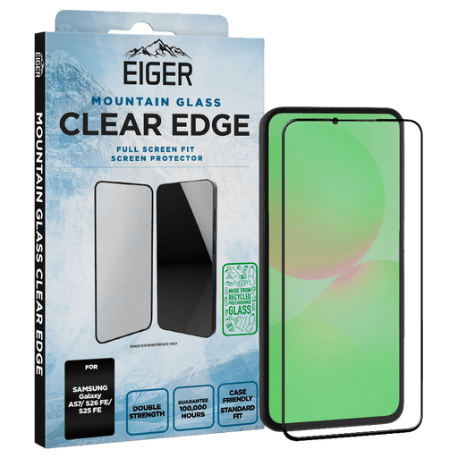 Eiger Galaxy A57/S25 FE/S26 FE Clear Edge Display-Schutzglas (Full Screen Fit)