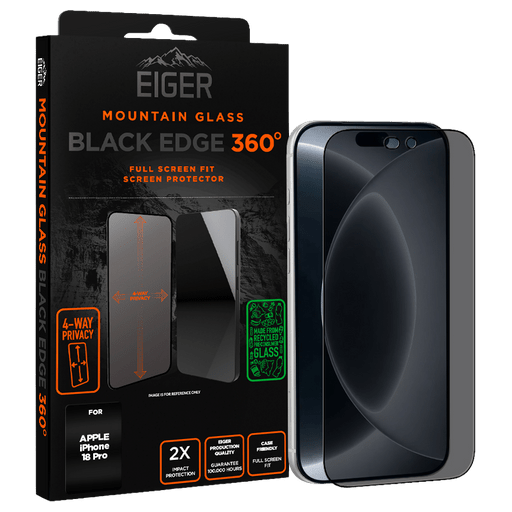 Eiger iPhone 18 Pro Black Edge 360 Display-Schutzglas Privacy