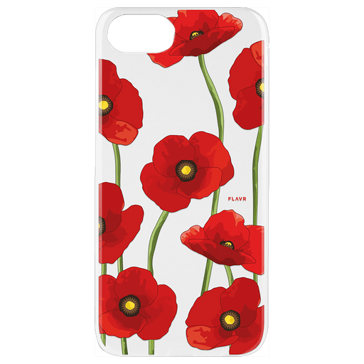 Image of FLAVR iPhone 7/8/SE 2020 Handyhülle Silikon Transparent Poppies Rot