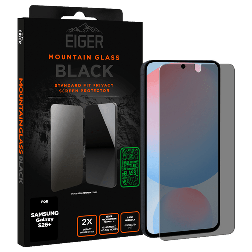 Eiger Galaxy S26+ Glass Screen Protector Privacy Black