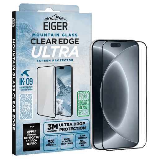 Eiger iPhone 18 Pro/17/17 Pro/16 Pro Clear Edge Ultra Display-Schutzglas