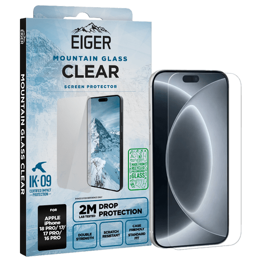 Eiger iPhone 18 Pro/17/17 Pro/16 Pro Clear Glass Screen Prot