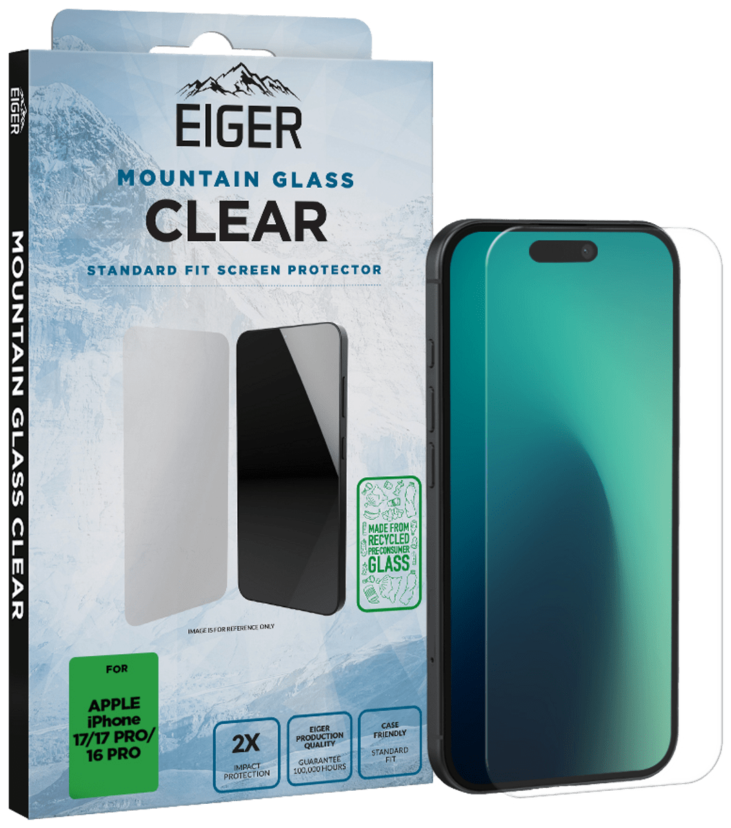 Eiger iPhone 17/17 Pro/16 Pro Clear Glass Screen Protector