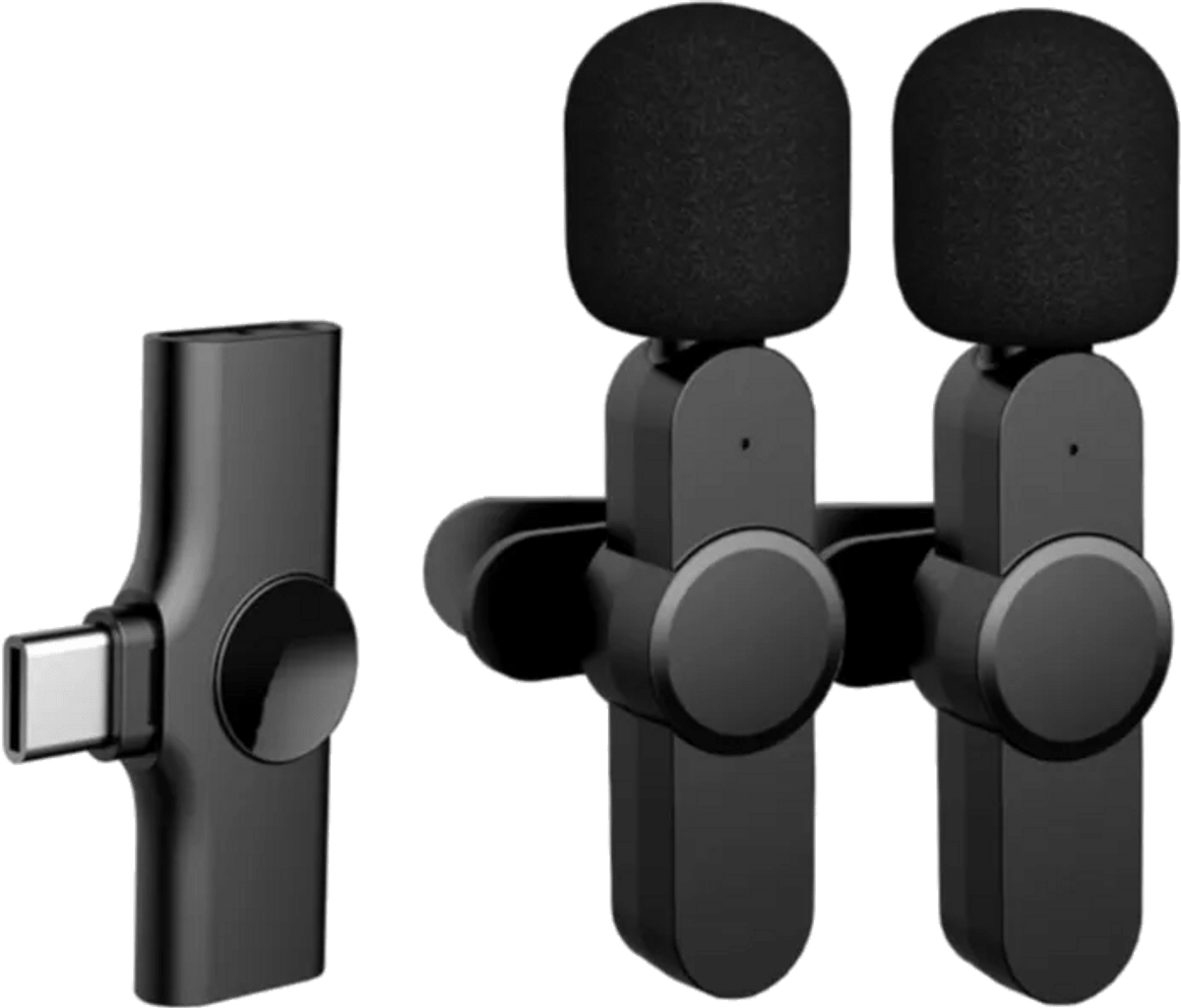 Kabelloses 360° Lavalier Mikrofon für Handy / Tablets (3-tlg. Set)