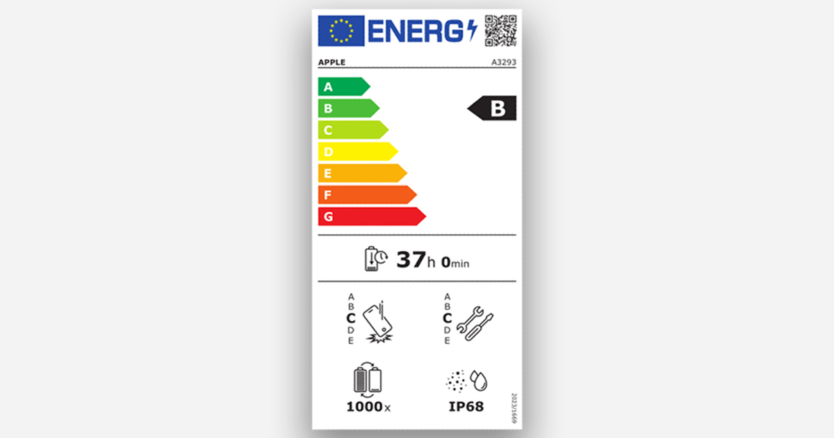 Energieeffizienz Label bei Smartphone