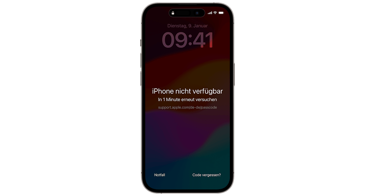 iPhone ist für 1 Minute gesperrt