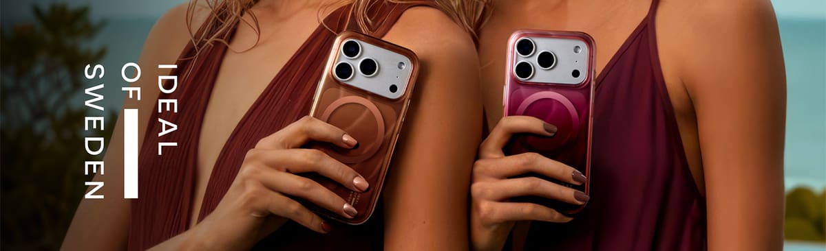 zwei Frauen halten ein iPhone 17 Pro Max mit einer Handyhülle von iDeal of Sweden in der Hand