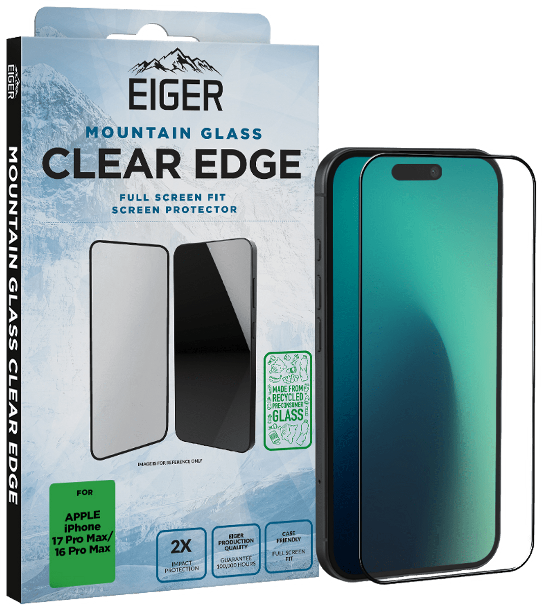 Eiger iPhone 17 Pro Max/16 Pro Max Clear Edge 3D Glass Screen Protector