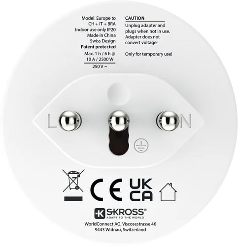 Skross Travel Adapter Combo World to CH Italy Brazil