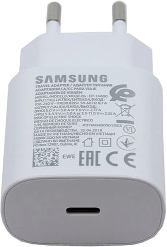Bulk Samsung Charger 220V USB C fast charging 25W White