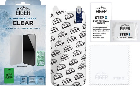 Eiger iPhone 17e/16e/13/13 Pro/14 Clear Glass Screen Protec