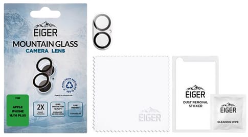 Eiger iPhone 16/16 Plus Mountain Glas Camera Ring Protector