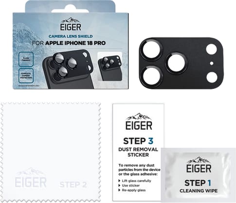 Eiger iPhone 18 Pro Glas Camera Protector Black