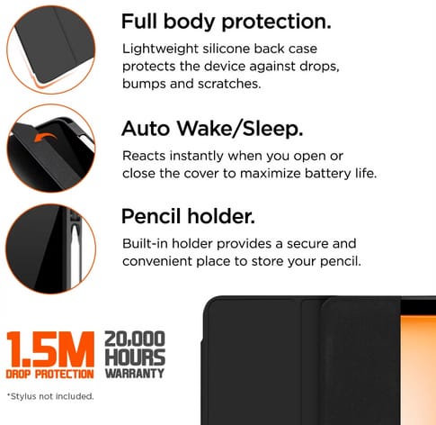 Eiger iPad Air 11 (22/24) Folio-Backcover mit Stylus-Halterung Black (b2b)