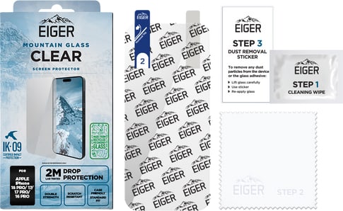 Eiger iPhone 18 Pro/17/17 Pro/16 Pro Clear Glass Screen Protector