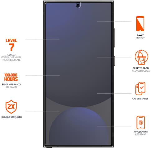Eiger Galaxy S26 Ultra Glass Screen Protector Privacy Black