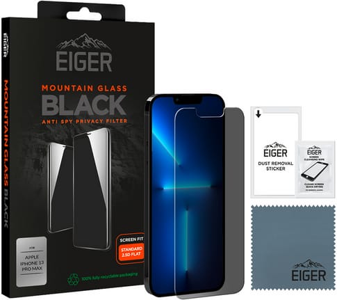 Eiger iPhone 13 Pro Max screen protector 2.5D Privacy black