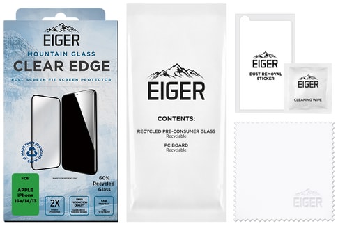 Eiger iPhone 16e/13/13 Pro/14 Clear Edge 3D Glass Screen